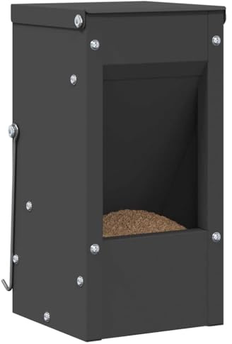 vidaXL Kaninchenfütterer Schwarz 12,5 x 12,5 x 25 cm, Kaninchenfütterer, moderner, langlebiger Stahl, praktische Futterlösung für drinnen
