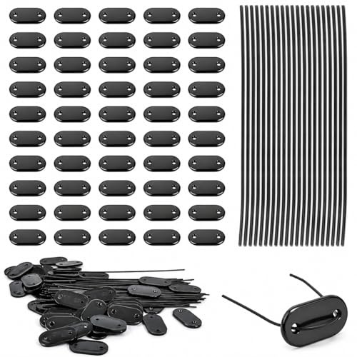 YFYWINSH 50PCS Fixation Brise Vue PVC Noir avec 50 Attaches 15 cm, Clips de Fixation Brise-Vue pour Canisse PVC, Brise Vue Jardin et Grillage Rigide, Accessoires Clôture Extérieure