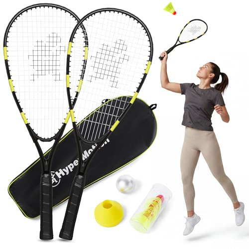 HyperMotion Raquette Badminton - Raquette Adulte en Acier avec Sac Oxford - Badminton Set Complet Jeux Exterieur 0,75kg 10+