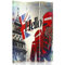Feeby Frames. Raumteiler, Ggedruckten auf Canvas, Leinwand Wandschirme, dekorative Trennwand, Paravent einseitig, 3 teilig (110x150 cm), London, Hallo, Inschrift, Symbole, Flagge, Zelle, MODERN