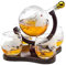 Whiskey Decanter Globe Set with 4 Etched Globe Whisky Glasses - for Liquor, Scotch, Bourbon, Vodka - 850ml