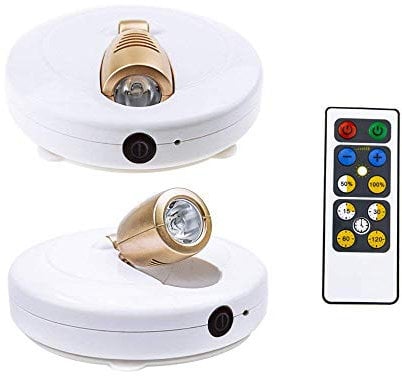 HONWELL LED Spotlights Ceiling Wireless AA Battery Powered Dimmable Display for Picture Cabinet Remote Controlled Puck Lights Stick on Anywhere Indoor - 2 Pack