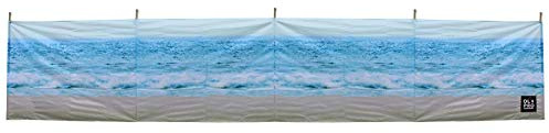 OLPRO Wooden Pole Camping Windbreak – Patterned Outdoor Wind Break for Beach, Caravan, Motorhome & Garden – Heavy Duty Privacy Screen with Strong Windbreaker Poles
