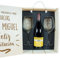 Calledelregalo Kit Personalizado para jubilación: Caja de Madera + Copas de Vino+ Botella de Vino/Todo Personalizado/Incluida caja de madera grabada de regalo
