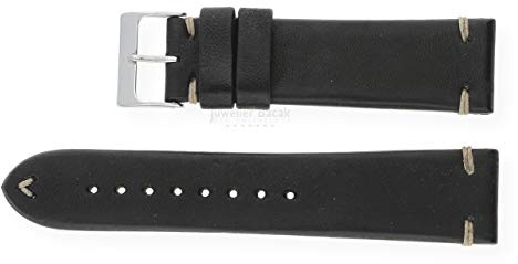 Herzog Uhrenarmband Pferdeleder 198817-22 Vintage-Horse schwarz 22mm
