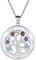 925 Sterling Silver Personalised Family Tree of Life Necklace with Choice of Birthstone Setting Custom Engraving Name 7 Seven Birthstone Tree Circle Pendant Necklace for Women Teen Girls