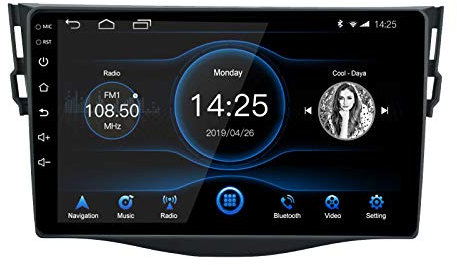 EZoneTronics Carplay Android Auto Autoradio für Toyota RAV 4 2007-2012 9 Zoll Touchscreen-Headunit GPS-Navigation WLAN Bluetooth AM/FM-Audio SWC USB-Media-Player 2G RAM + 32G ROM
