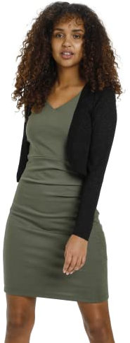 KAFFE Bolero KAankra Damen Bolero Festlich Jäckchen mit Langarm Kurze Strickjacke L, Black Deep