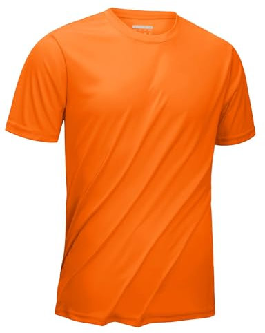 KEFITEVD Laufshirt Herren Kurzarm Sommer Outdoorbekleidung Quick Dry Leicht Trainingsshirt Casual Sportswear Weich Sport Kleidung Orange XL