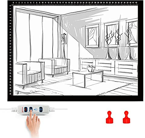 JIAWDYJ Dimmbare LED Artcraft Light Box Tracer Slim Light Pad Tragbares Tablet, USB-Stromkabel Kopier Zeichenbrett Verfolgungstabelle Für Künstler Entwerfen, Animieren, Skizzieren,A1+Ink Spacer