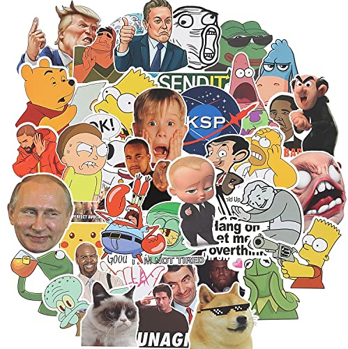 Mr. Pen - 131 Pcs Funny Meme Stickers, Black Vinyl, Humorous Style, Ideal for Laptop, Skateboard, Luggage