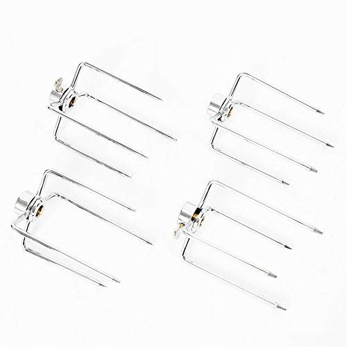 Fetcoi 4 pinzas para barbacoa, pinchos para barbacoa, pinchos giratorios para diámetro de 8-11 mm y pequeño