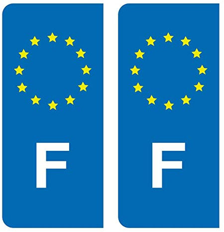 Hadexia Aufkleber für Nummernschild, Auto, F, Frankreich, EU, Blau, Sterne Gelb