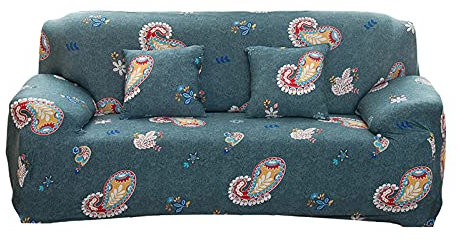 AMDXD Sofabezug 1 Sitzer, Vintage Muster Stretch Anti-Rutsche Sofahusse Geeignet für 1/2/ 3/4 Sitzsofa und Ecksofa, in Polyester, Anti-Rutsch, Elastischer, Grau Grün, Stil 8