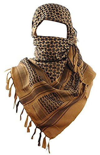THE ART BOX Militärischer Herrenschal, 100% Baumwolle, taktischer Wüstenschal, arabischer Schal für Gesichtsmaske, Halstuch, Bandana, Shemagh, Wickeltuch, afghanischer Schal 110cm x 110cm, Braun