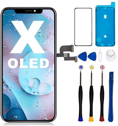 Reemplazo de Pantalla para iPhone X OLED de 5.8 Pulgadas (Modelo A1865 A1901 A1902) Kit de reparación de Pantalla táctil digitalizador de Montaje + Herramientas de reparación + Protector de Pantalla