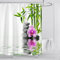 OCEUMACO 3D Cortina Ducha Antimoho Diseño Zen SPA Cortinas de Baño Lavables 200x200 Tela Impermeable Flores Bambu Cortina de Ducha Poliéster con 12 Anillas - Blanca Verde