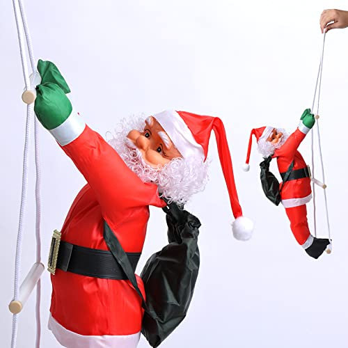YUNSTK 60 cm Weihnachtsmann-Klettern auf Seilleiter, Innen- und Außenbereich, Weihnachtsmann-Dekorationen, Weihnachtsmann-Kletterleiter für Weihnachten, Festival, Party, Wand, Weihnachtsbaumschmuck