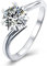 Musihy S925 Ring, Verlobungsringe Twisted Ring Herz Zinke Weißes Gold Ringgröße 50 (15.9)