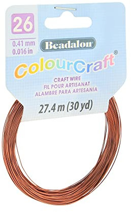Beadalon ColourCraft - Cable Alambre de Cobre (calibre 26, 0,40 mm, color marrón, bobina de 90 pies)