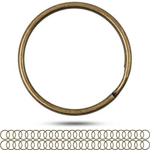 Schlüsselringe Set, Ø 30 mm Durchmesser, 48 Stück, aus gehärtetem Metall, in Bronze, Metall Ringe Schlüsselanhänger, Schlüssel Organisation Autoschlüssel, Haustürschlüssel, Spaltringe O Ring DIY Kit