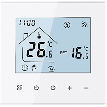 MincoHome Smart Thermostat Save Energy WiFi Digital Room Thermostat Underfloor Heating Temperature Controller Compatible Amazon Alexa, Google Assistant (White for Electric Heating)