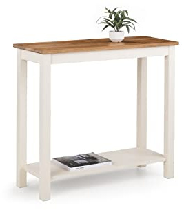 Julian Bowen Coxmoor Console Table,Ivory & Oak | Traditional Slim Couch Table for Living Room,