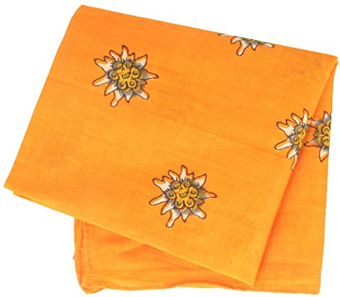 Breiter Edelweiß Trachtentuch Nickituch Trachten-Nickituch Schal Tuch aus 100% Baumwolle 50 x 50 cm – dunkles Orange