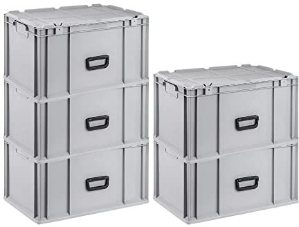 PROREGAL SuperSparSet 5x Eurobox NextGen Portable | HxBxT 33,5x40x60cm | 65 Liter | Eurobehälter, Transportbox, Transportbehälter, Stapelbehälter