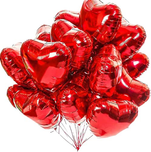 DIWULI Großes Herz-Ballon Set rot, Herz-Luftballons Folien-Ballons Folien-Luftballons für Liebe, Hochzeit, Geburtstag Partner, Valentinstag, Geschenk, Love