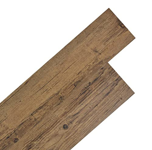 Hommdiy PVC Bodenbelag Selbstklebende Fliesen 36 Fliesen PVC-Laminat-Dielen 5.02 m² 2 mm Walnuss-Braun