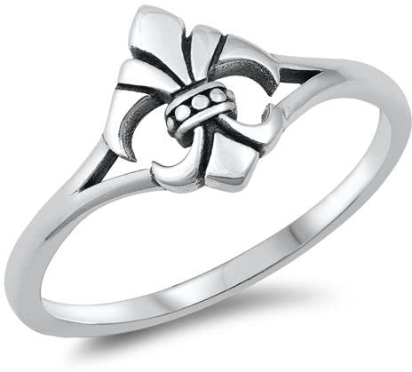Joyara Bague Argent Fin 925/1000 Fleur De Lys