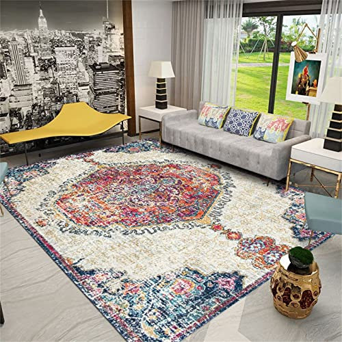 AD6H-CZ Hellblauer Teppich, Vintage-Muster Jungen Teppich, leicht zu pflegen, kein Geruch, hochwertiger Teppich, hellblau, 120x180cm