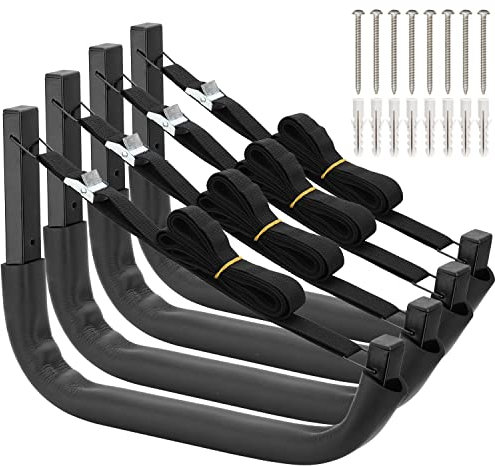 Kayak Storage Hooks, Wall Mount Garage Canoe Storage Hangers for Hanging Kayaks or Paddleboards, Heavy Duty Wall Rack (150LBS Capacity)