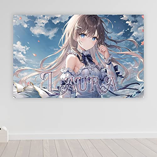 timalo® Robustes Gamerposter mit Namen personalisiert | Coole Gaming Wanddeko mit Gamer Bild für die Wand | Deko Poster XXL Wandbild | Anime Zeichnung einer Frau | Motiv 43