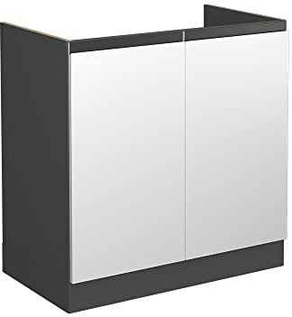 Vicco Spülenunterschrank R-Line, Weiß/Anthrazit, 80 cm J-Shape, ohne Arbeitsplatte