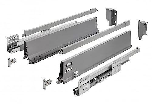 GTV - Modern Box Pro Schubladenschienen I L=300mm H=135mm I Anthrazit I Schublade mit Leises Schließen I Die Synchronisation des Fahrweges der Führungen I Belastung bis zu 40 kg I PB-MBPRO-KPL300B