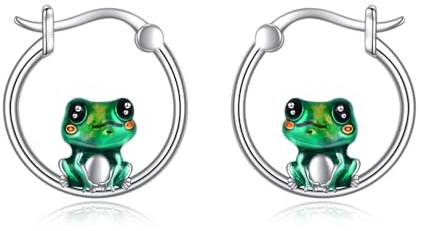 Frosch Ohrringe für Damen Mädchen 925 Sterling Silber Frosch Tier Creolen Ohrringe Schmuck Geschenk
