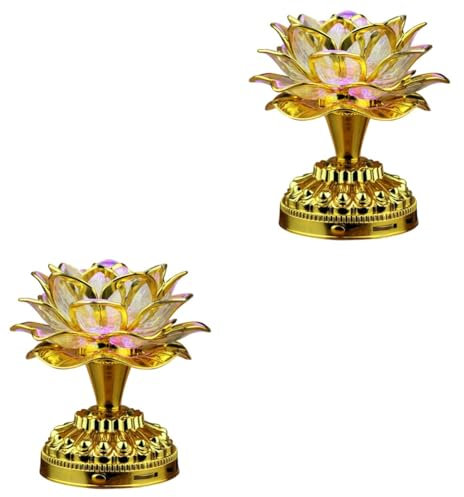 OSALADI 2 Stk Lotuslampe Led-lampe Blumenlichtverzierung Buddha-laterne Geführtes Buddhistisches Licht Buddhistische Beleuchtung Desktop-licht Modellieren Schreibtischlampe Plastik