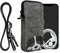 kwmobile Handytasche für Smartphones XL - 6,7/6,8 - Filz Handy Hülle Grau Schwarz - Handy Tasche mit Kette 17,2 x 8,4 cm Innenmaße - Neugieriger Hund