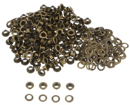 QUARKZMAN 300er Set Ösen-Kit Metallösen 4mm / 1/6 Zoll Loch Winzige Ösen mit Unterlegscheiben für Schuhe Kleidung Gürtel Etikett Tasche Stoff Leder DIY-Projekt (Bronze)