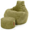 Green Bean® Sitzsack mit Hocker aus Cord - Sitzsäcke für das Wohnzimmer, Schlafzimmer, Sitzsack-Sessel für Erwachsene Grün