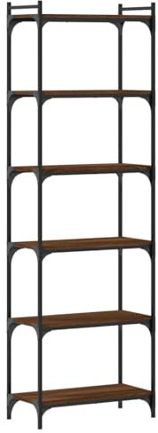 vidaXL Bücherregal 6 Böden Braun Eiche-Optik 60x30x188cm Holzwerkstoff