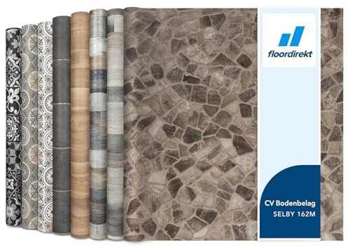 Floordirekt PVC Bodenbelag Meterware nach Maß Vinylboden, CV Linoleum für Küche & Balkon in Holzoptik, Fliesenoptik, Steinoptik - robust & pflegeleicht 200 x 600 cm | Atlantic Selby 162M