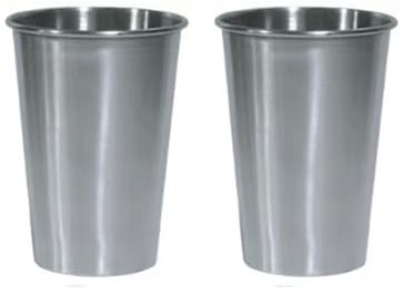 RabyLeo 2 Stück Edelstahl Bierkrüge Tragbare Kaltgetränkebecher Einschichtige Curling Kreative Becher Einfache Weingläser (Edelstahl & 500ml)