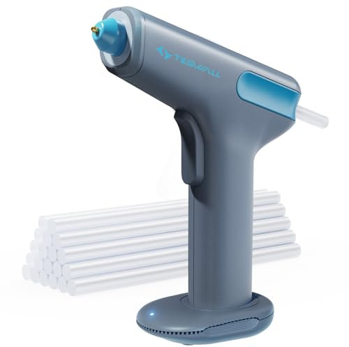 Tilswall Motor-Driven Cordless Hot Glue Gun, Auto Dispensing Dripless Glue Gun, 15s Fast Preheating, 20 Pcs 7mm x 140mm Glue Sticks, Type-C Rechargeable for DIY Crafts, School Art Projects