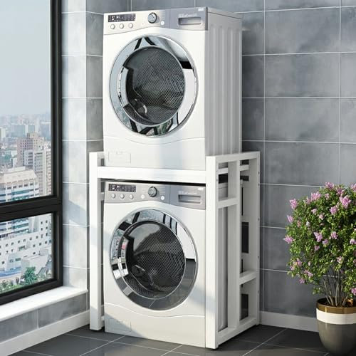 Kit de apilamiento para lavadora y secadora Estante Portátil Sobre Lavadora Y Secadora, Kit de Soporte Apilable para secadoras, Ahorro de espacio Baño Balcón Lavadero Versátil Soporte para lavadora (