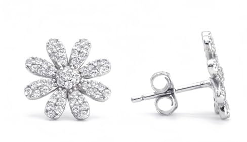EVENSEE Gänseblümchen Ohrringe 925 Sterling Silber für Damen, Zirkonia Blumen Ohrstecker Hypoallergene Schmuckstücke Geburtstagsparty