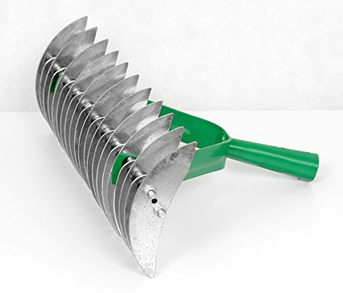 Handvertikutierer Schneidrechen Rechen, Beseitigung: Moos, Rasenfilz, Unkraut, Laub, Vertikutierer Rasenlüfter mit Zwei Seiten, Arbeitsbreite 35cm, aus Metall gemacht, Hergestellt in EU