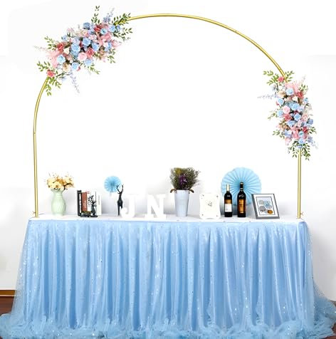 Fiita Gold Over The Table Rod Stand with Clamps 43''X79'' Gold Metal Table Arch Backdrop Stand for Wedding Arch Birthday Party Halloween Christmas Decoration
